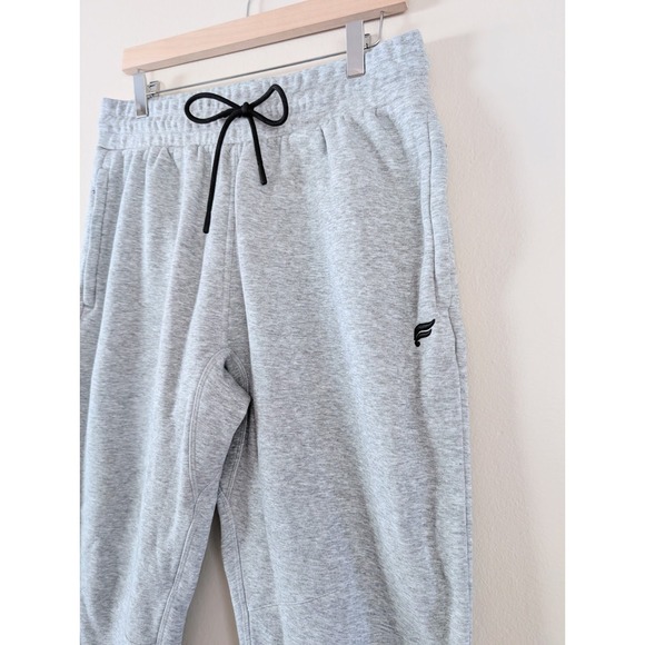 Fabletics Heather Gray Fleece Joggers Drawstring Waist Activewear Workout L - Picture 5 of 7